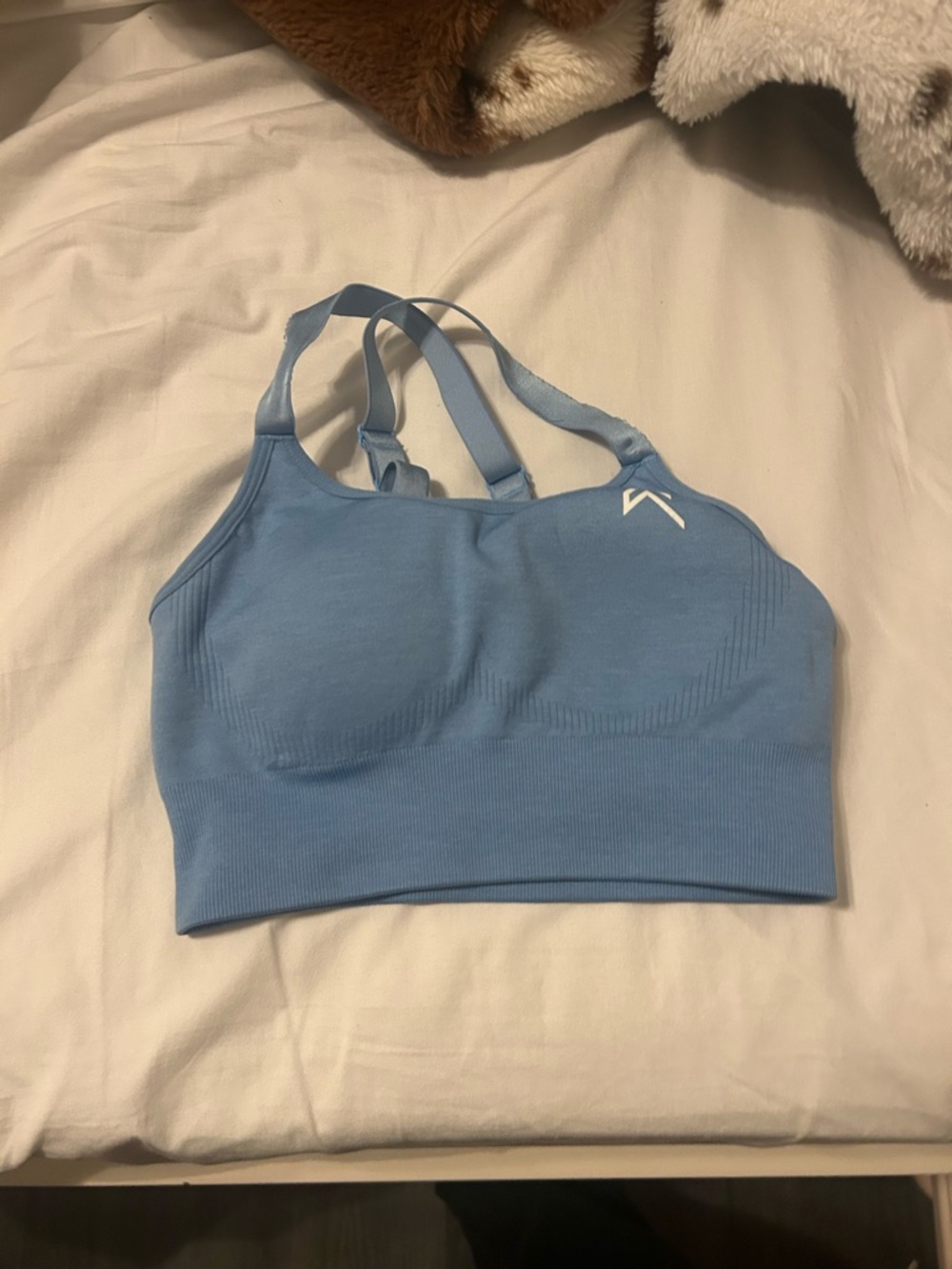 Oner Active Sky Blue Seamless Adjustable-Strap Sports Bra